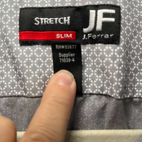 J. Ferrar Long Sleeve Stretch Slim Fit Gray Button Up Shirt Mens Sz XL 17-17.5” - Picture 7 of 14